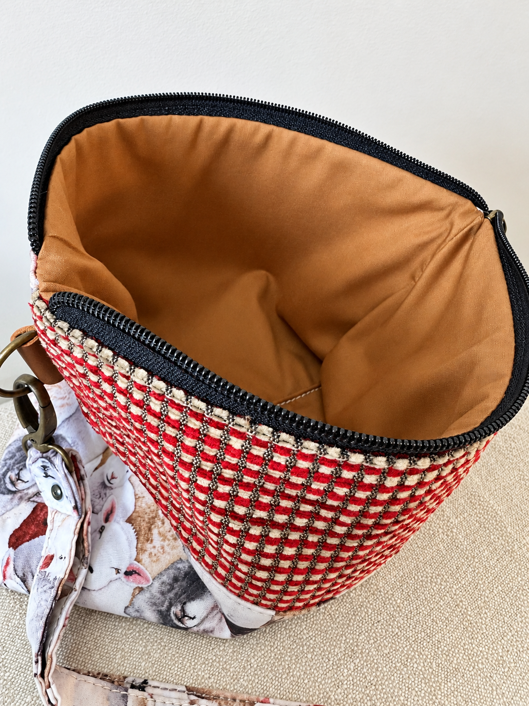 SOS Handmade patchwork fabric clutch bag - Sheep