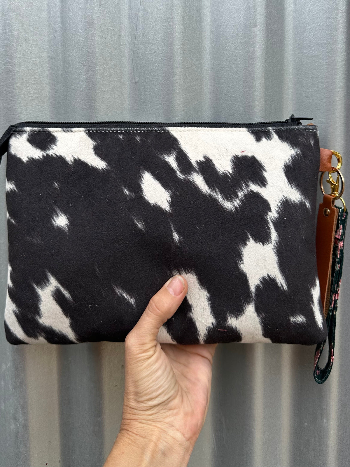 SOS Handmade patchwork fabric clutch bag - Green Flowers