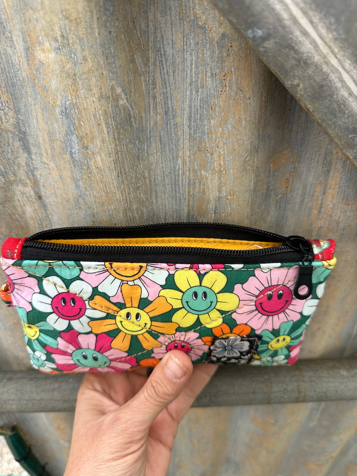 SOS Handmade patchwork fabric clutch mini bag - flowers