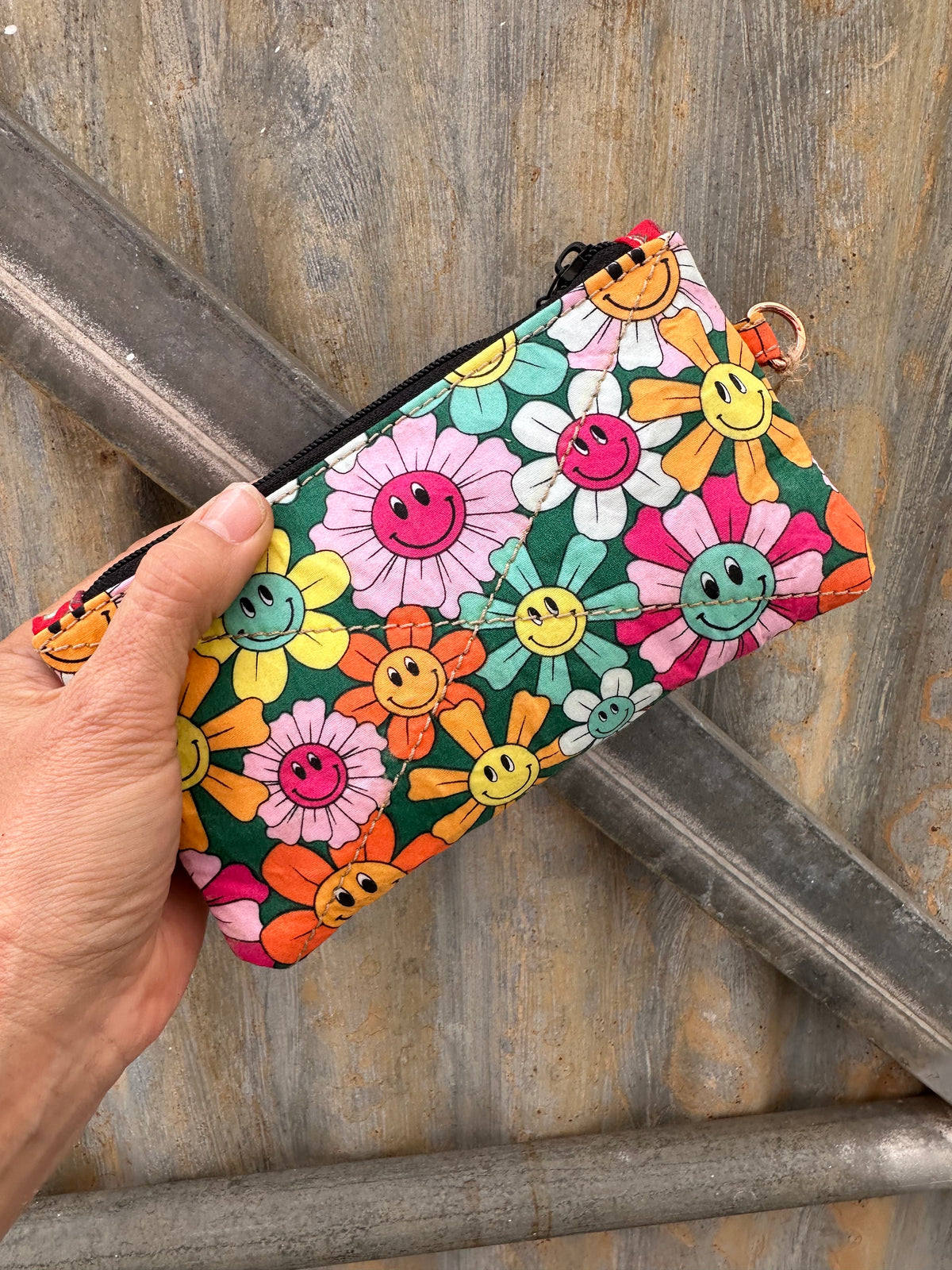 SOS Handmade patchwork fabric clutch mini bag - flowers