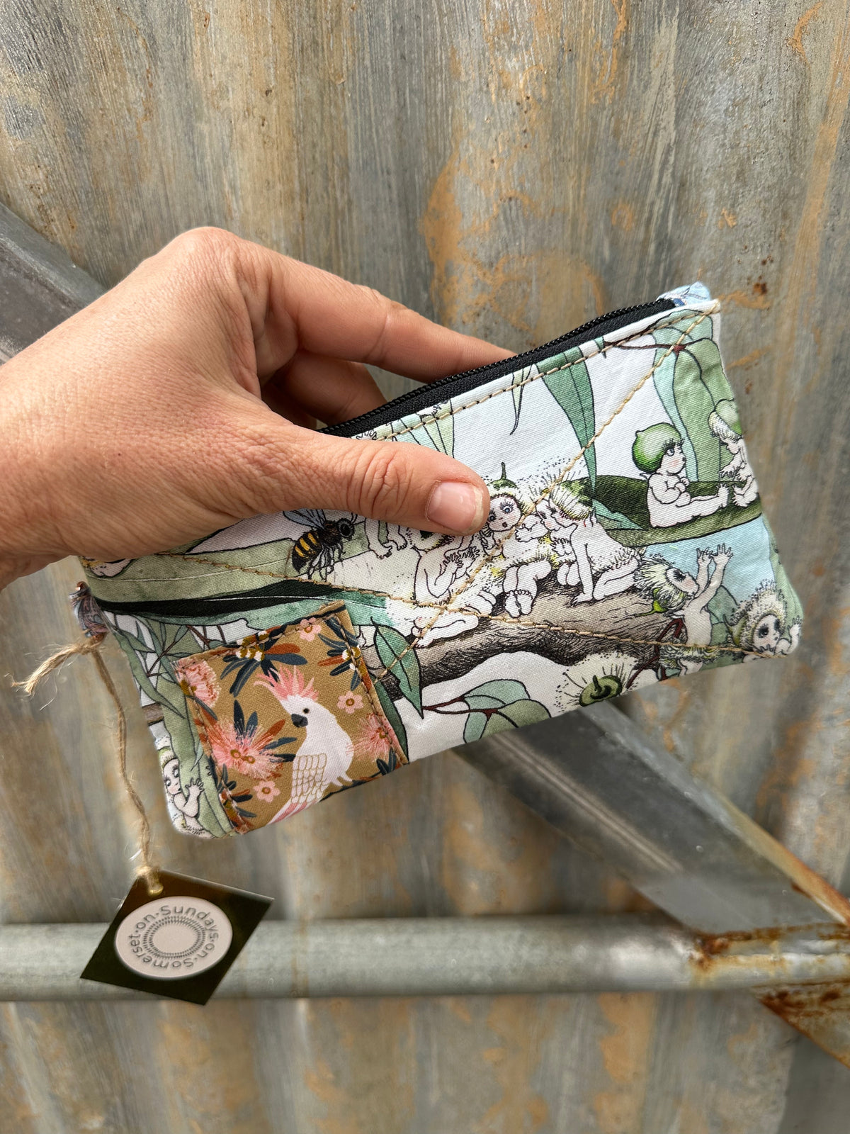 SOS Handmade patchwork fabric clutch mini bag - Gibbs