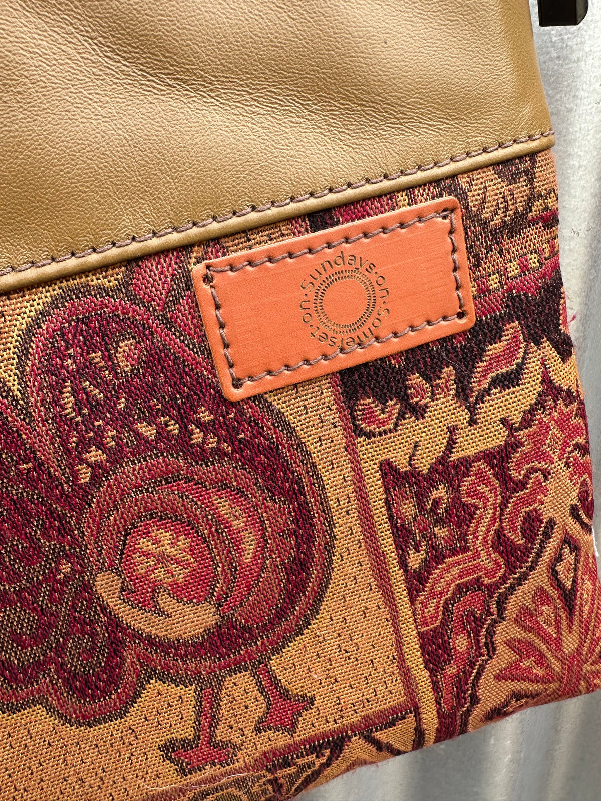 SOS Handmade patchwork fabric clutch bag - Leather Rustic 2