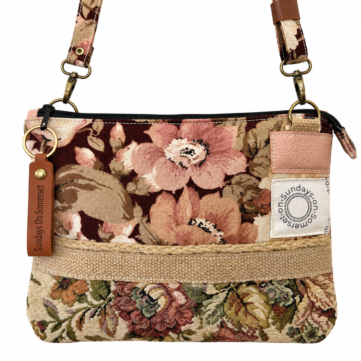 SOS Handmade patchwork fabric bag - rustic florals