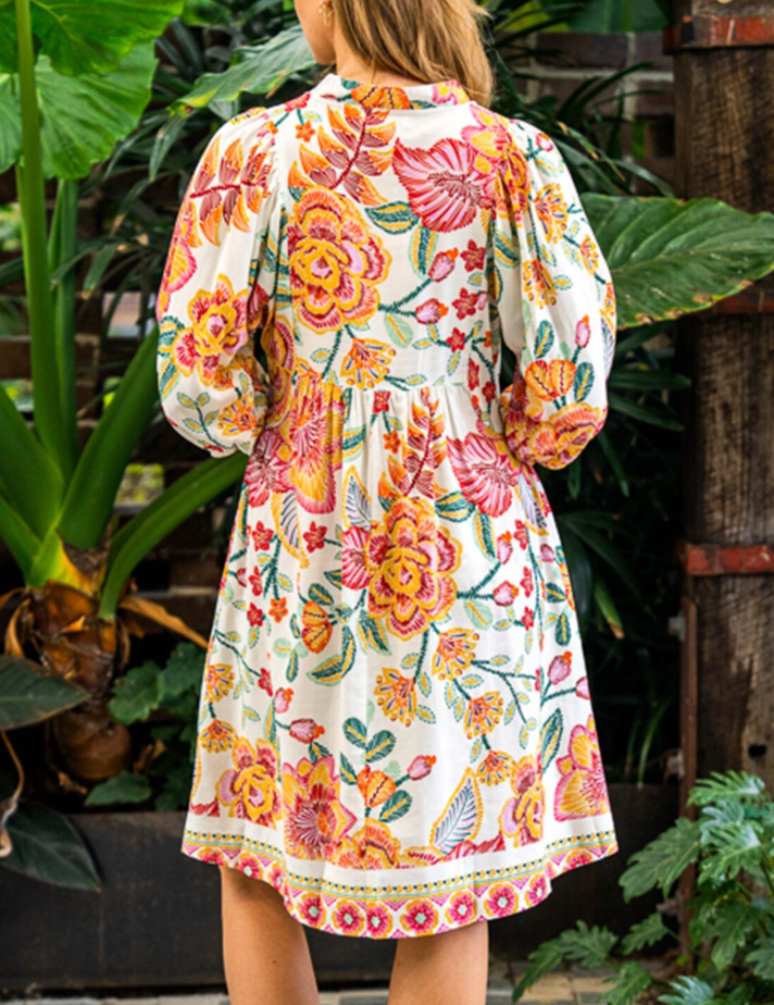 Boho Dress - Rustic Orange Florals