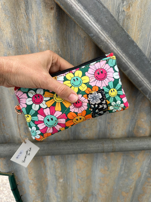 SOS Handmade patchwork fabric clutch mini bag - flowers