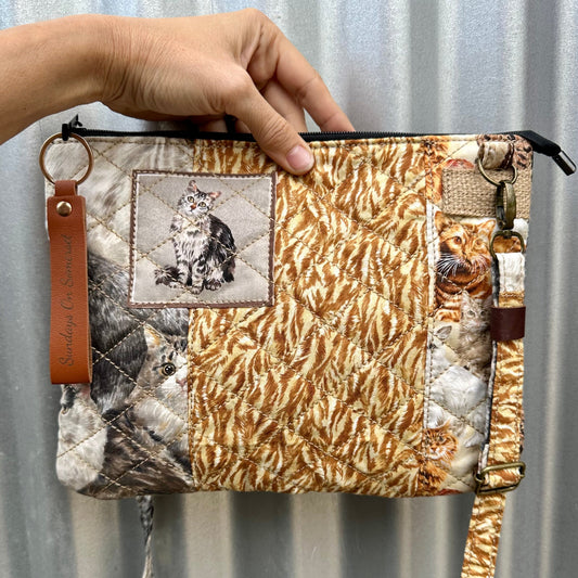 SOS Handmade patchwork fabric bag- Cats