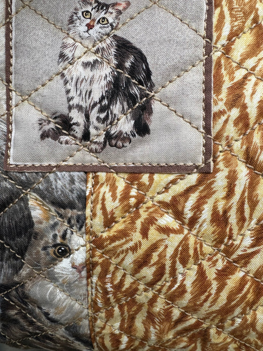 SOS Handmade patchwork fabric bag- Cats