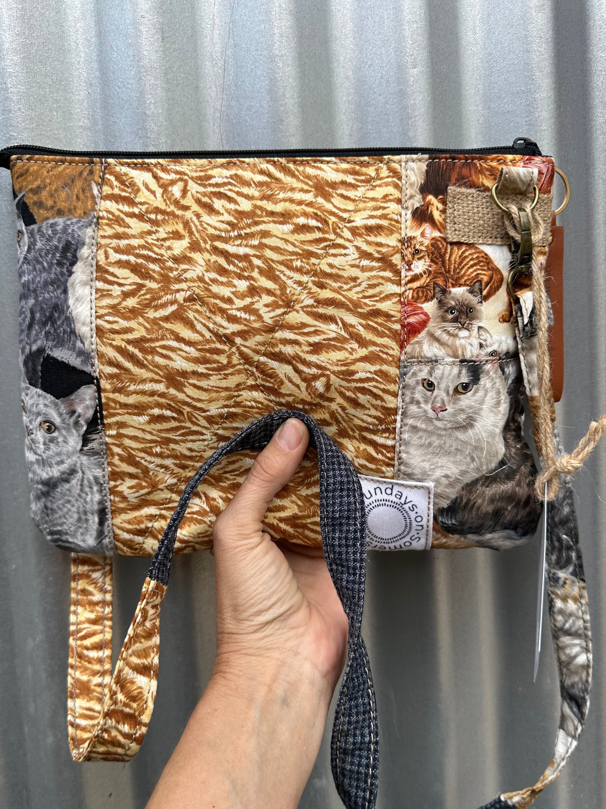 SOS Handmade patchwork fabric bag- Cats