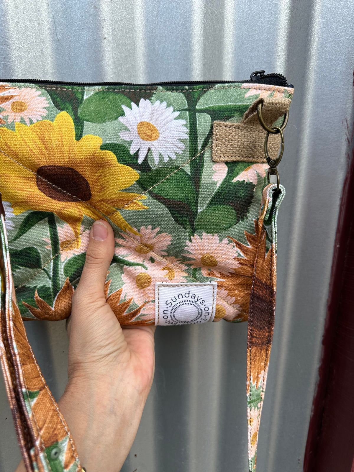 SOS Handmade patchwork fabric bag- Cows & Sunflowers