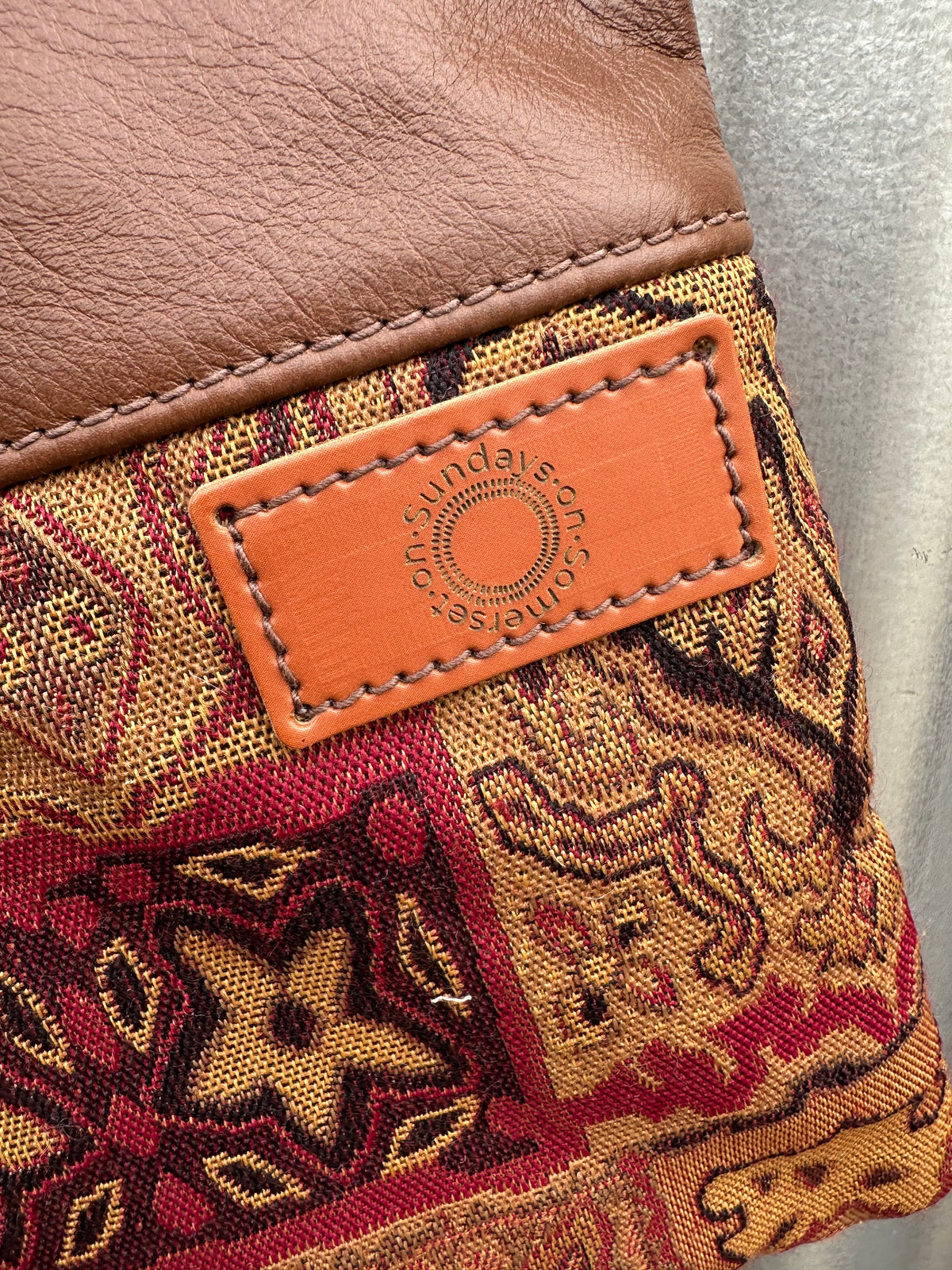 SOS Handmade patchwork fabric clutch bag - Leather Rustic 1