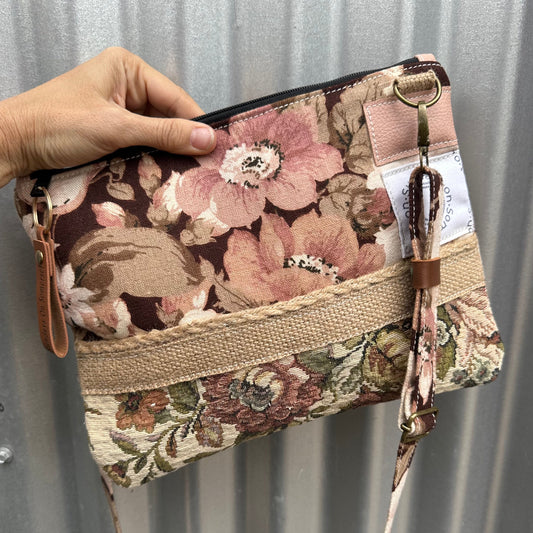 SOS Handmade patchwork fabric bag - rustic florals