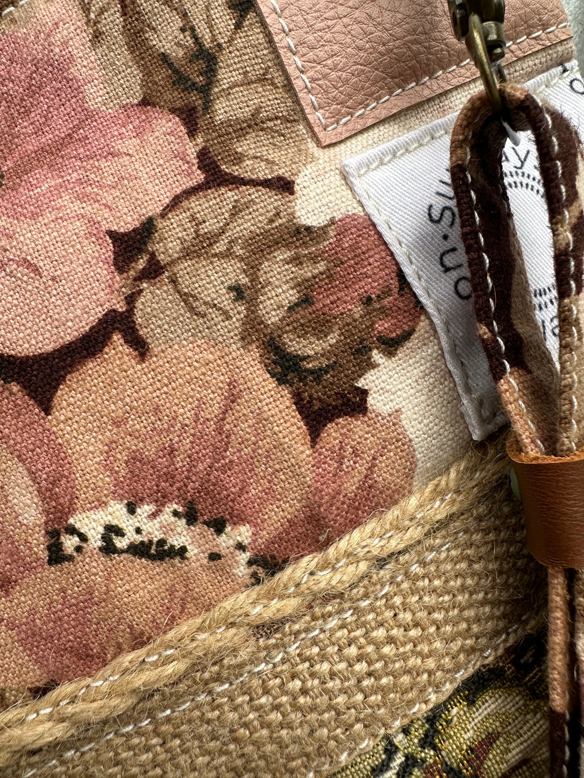 SOS Handmade patchwork fabric bag - rustic florals
