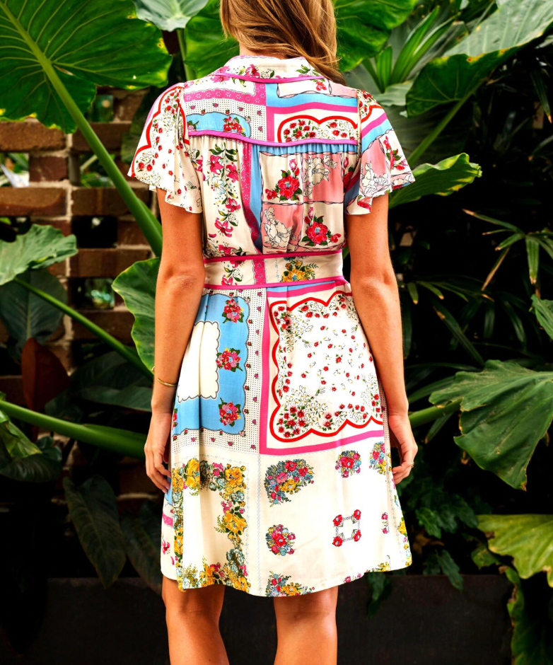 Boho Dress - Pink Patches