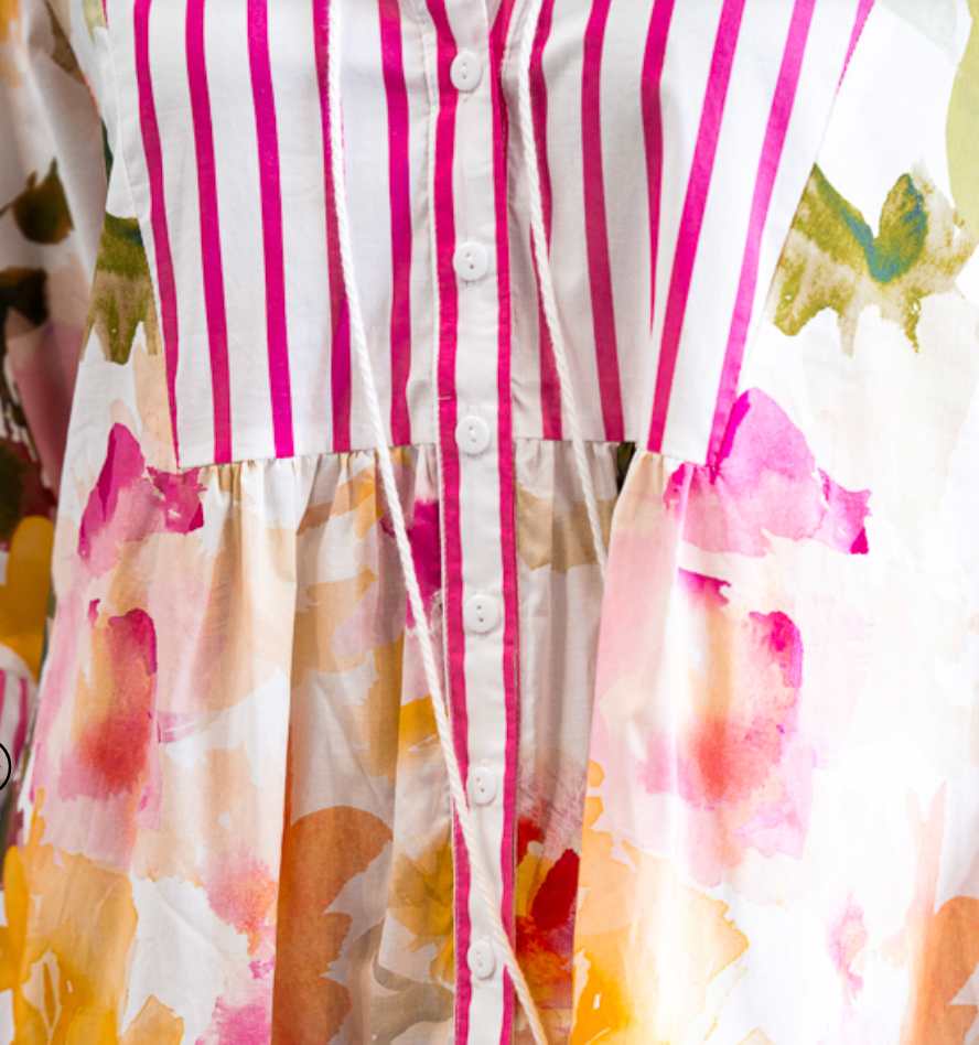 Boho Dress - Water Colour & Candy Stripes.