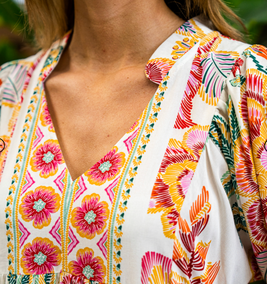 Boho Dress - Rustic Orange Florals